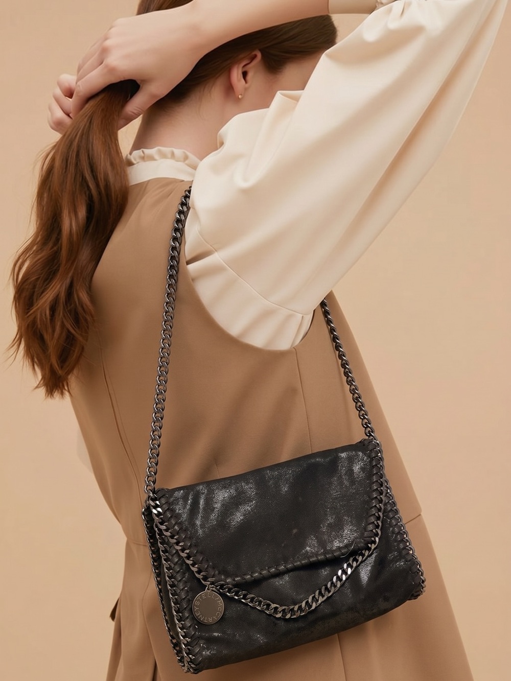 Women's Black Shoulder Bag with Chain Detail very stylish